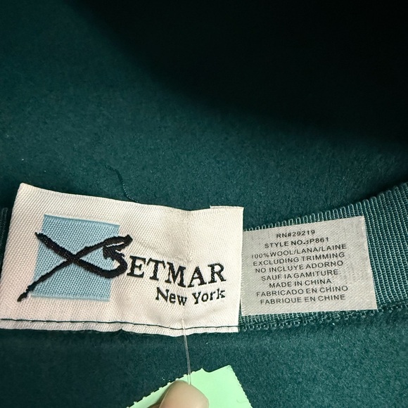 Betmar New York Green Wool Cloche Hat Velvet Trim Embellished Vintage Style main image 4